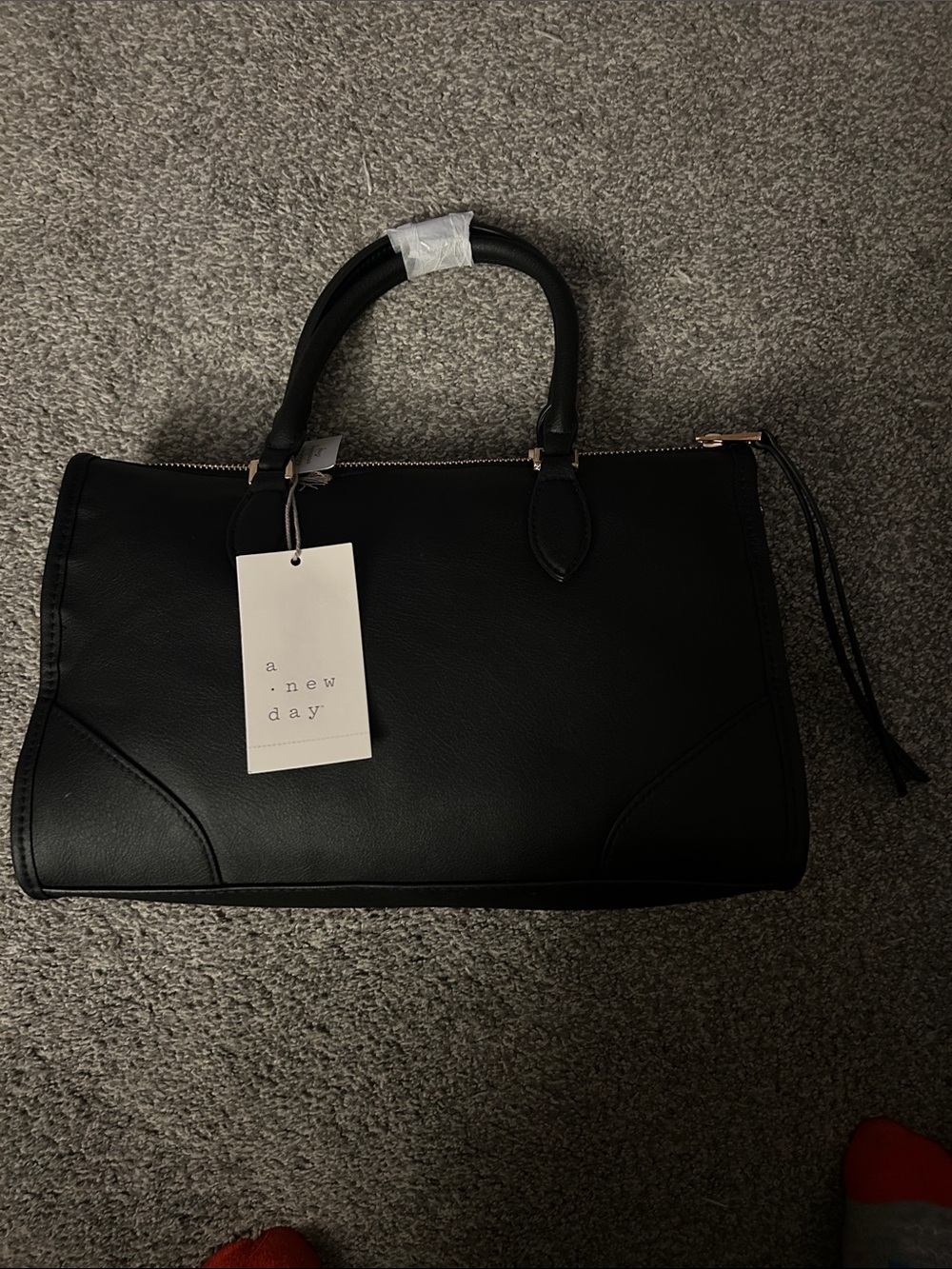 a new day Black Structured Top-Handle Satchel / Purse Brand New 3 compartments